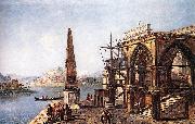 MARIESCHI, Michele Imaginative View with Obelisk  s oil on canvas